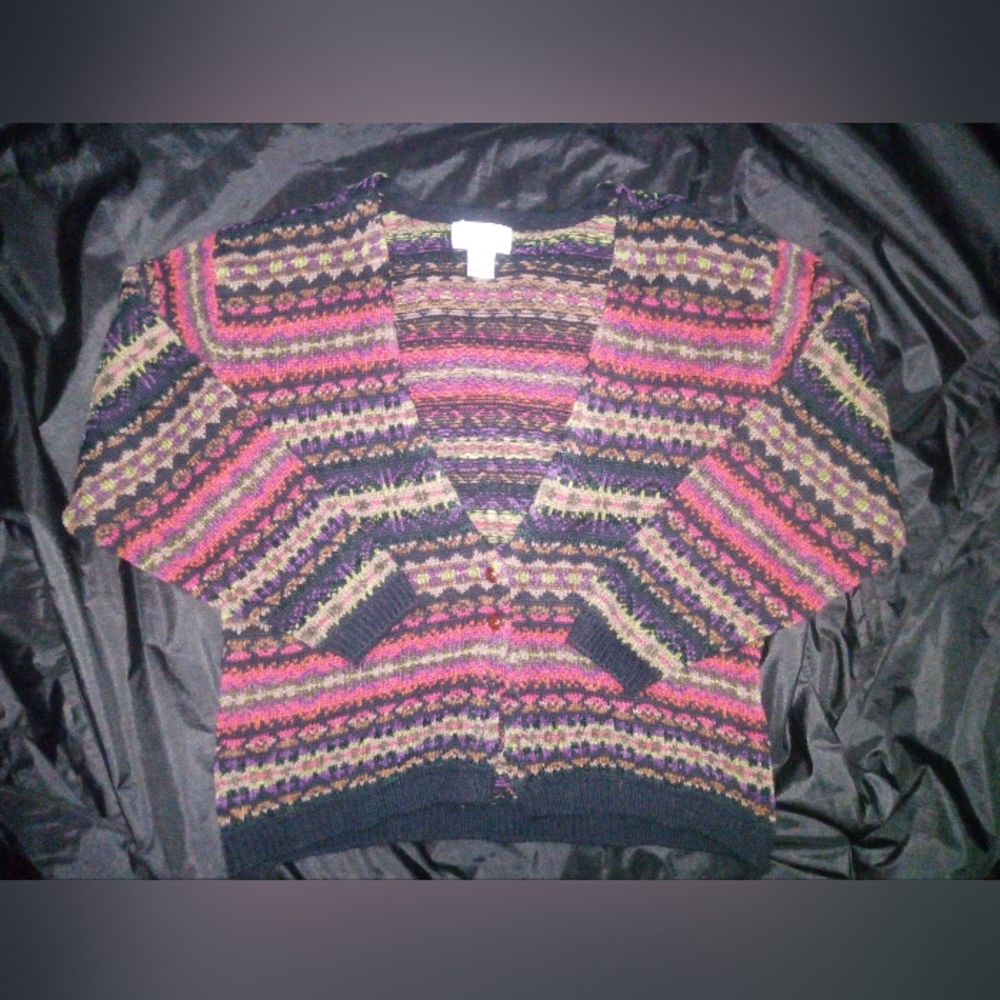 Haut De Gamme En Avance Multicolored Funky Print Button Cardigan